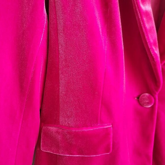 INC Bright Pink Sheen Oversized Blazer Velour Size XS - Picture 6 of 13